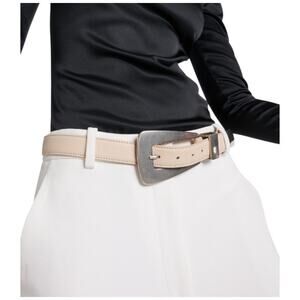 Khaite Lucca Leather Belt Solid Brass Buckle Dark Ivory Size 90/36